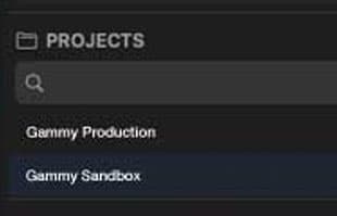 Project list with search bar, pinned favorites, and recent projects